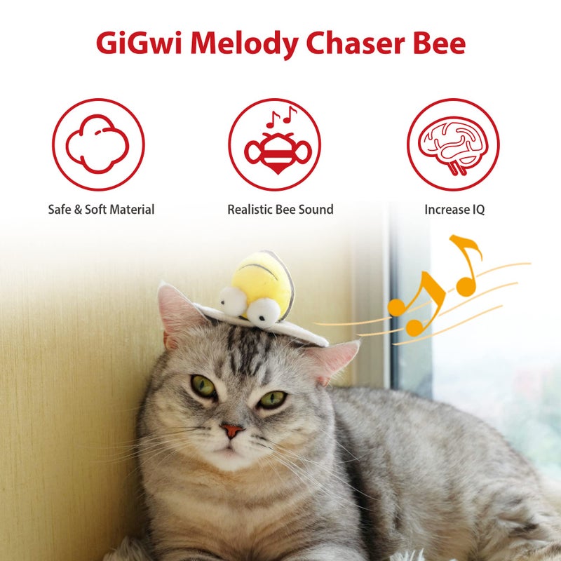 Gigwi Chirpy Bee Sound Toy for Cats, Interactive Squeaking Cat Toys Melody Chaser Play and Squeak Kitten Toy for Boredom - Image 4